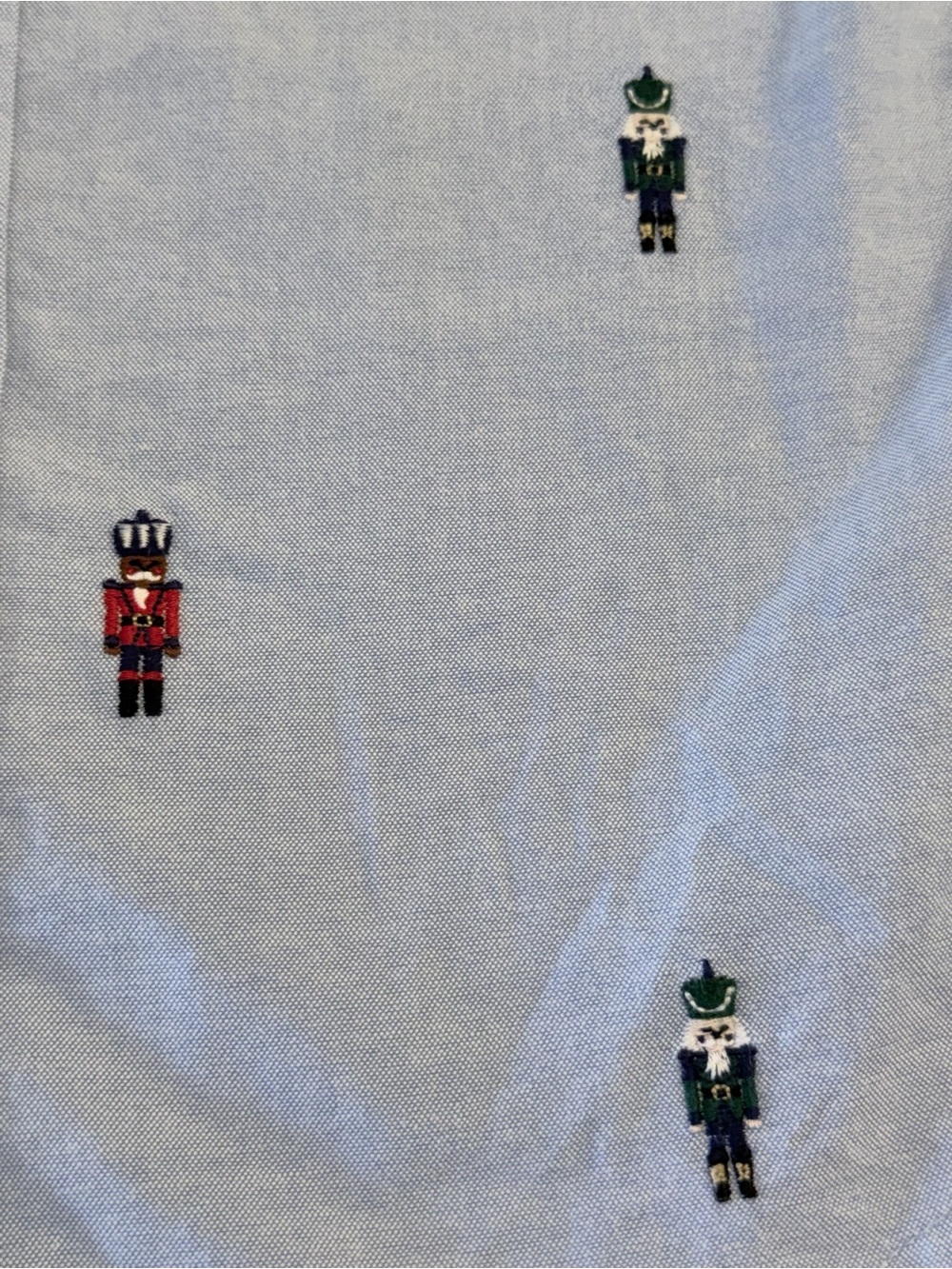 Janie and Jack Boys Blue Oxford Button-Down with Embroidered Nutcrackers Size 5 - Picture 8 of 12